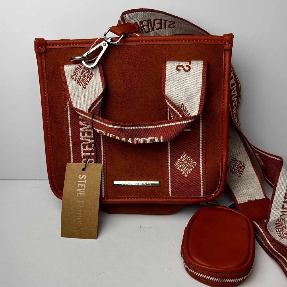 Steve Madden NWT Bwebber Suede Whiskey Spice Satchel Crossbody New